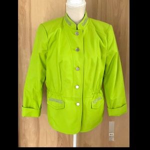 Laura Ashley Petite Lime Green Bling Trim Jacket Medium Petite - NWT